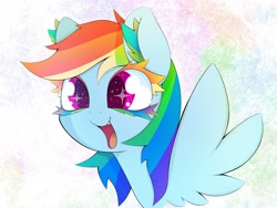 Size: 4096x3072 | Tagged: safe, artist:zokkili, imported from derpibooru, rainbow dash, pegasus, pony, abstract background, bust, colored eyelashes, happy, open mouth, open smile, rainbow eyelashes, smiling, solo, sparkly eyes, starry eyes, wingding eyes