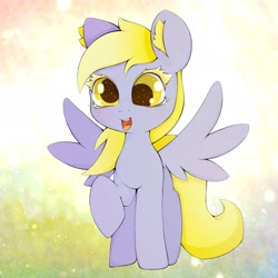 Size: 2048x2048 | Tagged: safe, artist:zokkili, imported from derpibooru, derpy hooves, pegasus, pony, abstract background, cute, derpabetes, female, happy, smiling, solo, starry eyes, wingding eyes