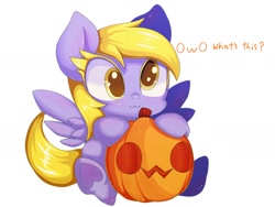 Size: 2000x1500 | Tagged: safe, artist:zokkili, imported from derpibooru, derpy hooves, pegasus, pony, colored eyelashes, cute, derpabetes, female, halloween, holiday, jack-o-lantern, owo, pumpkin, pumpkin carving, simple background, solo, white background