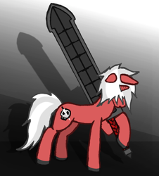 Size: 3257x3606 | Tagged: safe, artist:duskendraws, derpibooru exclusive, imported from derpibooru, oc, oc only, oc:crimson epitaph, pony, unicorn, male, simple background, solo, stallion, sword, weapon