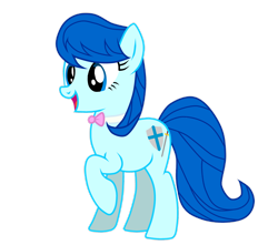 Size: 2606x2302 | Tagged: safe, artist:toutax, imported from derpibooru, oc, oc only, oc:latias, earth pony, pony, blue eyes, blue mane, blue tail, earth pony oc, female, full body, high res, hooves, mare, open mouth, open smile, raised hoof, show accurate, simple background, smiling, solo, standing, tail, transparent background, vector