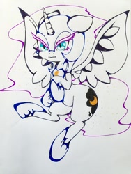 Size: 768x1024 | Tagged: safe, artist:zokkili, imported from derpibooru, nightmare moon, alicorn, pony, sketch, solo, traditional art