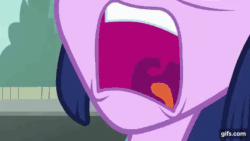 Size: 640x360 | Tagged: safe, imported from derpibooru, screencap, spike, twilight sparkle, dog, equestria girls, equestria girls (movie), animated, backpack, boots, clothes, cutie mark, cutie mark on clothes, duo, exploitable meme, female, gif, gifs.com, male, meme, open mouth, screaming, shoes, spike the dog, statue, twiscream, uvula, uvula shaking, volumetric mouth