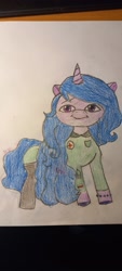 Size: 1800x4000 | Tagged: safe, imported from derpibooru, izzy moonbow, unicorn, blue hair, boots, bracelet, clothes, drawing, fanart, female, g5, happy, hooves, horn, jewelry, medic, paper, poland, polish, pouch, private, red cross, shoes, soldier, solo, standing, uniform, world war ii