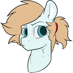 Size: 1026x1035 | Tagged: safe, artist:cold blight, imported from derpibooru, oc, oc only, oc:cold blight, :c, >:c, cute, female, freckles, frown, mare, ponytail, simple background, solo, transparent background