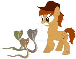 Size: 1280x1000 | Tagged: safe, artist:pure-blue-heart, imported from derpibooru, oc, oc:indy jones, earth pony, snake, artfight, hat, male, scared, simple background, stallion, transparent background