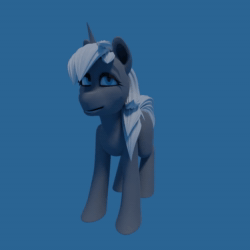 Size: 1080x1080 | Tagged: safe, artist:anon_1515, imported from derpibooru, pony, unicorn, 3d, 3d model, animated, blender, blender cycles, open mouth, rotating, showcase, simple background, smiling, spinning, turnaround, webm, wip