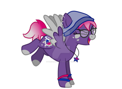 Size: 1024x745 | Tagged: safe, artist:pure-blue-heart, imported from derpibooru, oc, oc:pure heart, pegasus, pony, beanie, bracelet, deviantart watermark, ear piercing, earring, female, glasses, hat, jewelry, mare, necklace, obtrusive watermark, piercing, simple background, solo, transparent background, watermark