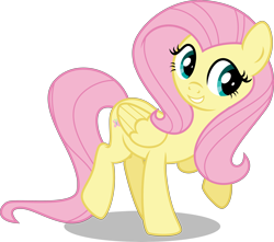 Size: 5000x4429 | Tagged: safe, artist:n0kkun, imported from derpibooru, fluttershy, pegasus, pony, cute, female, grin, mare, raised hoof, raised leg, shyabetes, simple background, smiling, solo, transparent background, vector