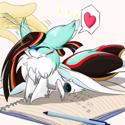 Size: 4096x4096 | Tagged: safe, artist:zemlya, imported from derpibooru, oc, oc only, hybrid, insect, moth, mothpony, original species, plane pony, book, hand, heart, japanese, jet engine, mothified, neck fluff, one eyed, pen, petting, plane, simple background, species swap, spoken heart, white background