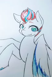 Size: 1382x2048 | Tagged: safe, artist:zemlya, imported from derpibooru, zipp storm, pegasus, pony, g5, lineart, my little pony: a new generation, solo, traditional art