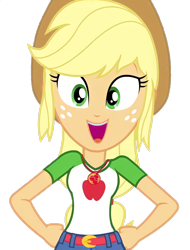 Size: 1094x1440 | Tagged: safe, edit, edited screencap, imported from derpibooru, screencap, applejack, diy with applejack, equestria girls, equestria girls series, spoiler:eqg series (season 2), applejack's hat, background removed, cowboy hat, female, freckles, hat, not a vector, open mouth, simple background, solo, transparent background