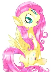 Size: 768x1024 | Tagged: safe, artist:asaoto_1g2g, imported from derpibooru, fluttershy, pegasus, pony, looking at you, simple background, solo, white background