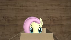 Size: 1920x1080 | Tagged: safe, artist:aleshi, imported from derpibooru, fluttershy, pony, 3d, box, female, flutterbox, peekaboo, pony in a box, source filmmaker