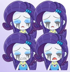 Size: 1387x1440 | Tagged: safe, artist:batipin, imported from derpibooru, rarity, equestria girls, crying, eyes closed, female, makeup, marshmelodrama, mascara, mascarity, open mouth, rarity being rarity, running makeup