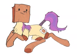 Size: 1998x1467 | Tagged: safe, artist:rover, imported from derpibooru, oc, oc:paper bag, earth pony, earth pony oc, fake cutie mark, simple background, white background