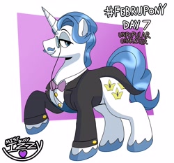 Size: 3898x3629 | Tagged: safe, artist:missbusyizzy, imported from derpibooru, fancypants, pony, unicorn, bowtie, clothes, facial hair, februpony, male, monocle, moustache, solo, stallion, suit