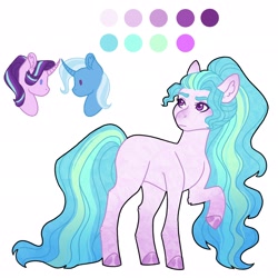 Size: 2048x2048 | Tagged: safe, artist:merviellee, imported from derpibooru, starlight glimmer, trixie, oc, earth pony, pony, unicorn, curved horn, female, horn, lesbian, magical lesbian spawn, offspring, parent:starlight glimmer, parent:trixie, parents:startrix, shipping, startrix