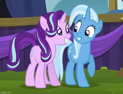 Size: 737x560 | Tagged: safe, imported from derpibooru, screencap, starlight glimmer, trixie, pony, unicorn, no second prances, season 6, duo, female, imgflip, mare