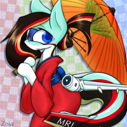 Size: 2000x2000 | Tagged: safe, artist:zemlya, imported from derpibooru, oc, oc only, original species, plane pony, pony, clothes, kimono (clothing), plane, solo, umbrella