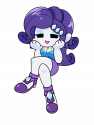 Size: 1536x2048 | Tagged: safe, alternate version, artist:batipin, imported from derpibooru, rarity, equestria girls, bedroom eyes, blushing, breasts, cleavage, clothes, crossed legs, female, friday night funkin', high heels, legs, lidded eyes, miniskirt, open mouth, rarity peplum dress, shoes, simple background, skirt, solo, white background