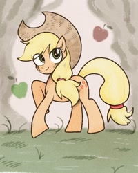 Size: 1200x1500 | Tagged: safe, artist:yuka_mono195, imported from derpibooru, applejack, earth pony, apple, food, solo