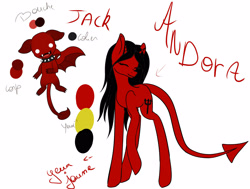 Size: 2816x2130 | Tagged: safe, artist:maneblue, imported from derpibooru, oc, oc only, pony, devil, duo, reference sheet, smiling
