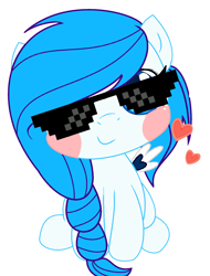 Size: 1042x1374 | Tagged: safe, artist:yulianapie26, imported from derpibooru, oc, oc only, pegasus, pony, blush sticker, blushing, female, heart, mare, pegasus oc, simple background, smiling, solo, sunglasses, white background, wings