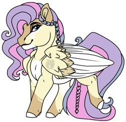 Size: 1386x1335 | Tagged: safe, artist:teonnakatztkgs, imported from derpibooru, oc, oc only, pegasus, pony, braid, female, magical lesbian spawn, mare, offspring, parent:fluttershy, parent:princess cadance, parents:flutterdance, pegasus oc, simple background, smiling, solo, white background