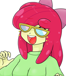 Size: 640x740 | Tagged: safe, alternate version, artist:batipin, imported from derpibooru, apple bloom, equestria girls, female, glasses, multiple variants, open mouth, simple background, solo, transparent background