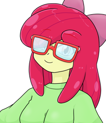 Size: 640x740 | Tagged: safe, alternate version, artist:batipin, imported from derpibooru, apple bloom, equestria girls, female, glasses, multiple variants, open mouth, simple background, solo, transparent background