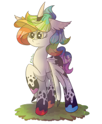 Size: 1460x1782 | Tagged: safe, artist:sunnypaw121, imported from derpibooru, oc, oc only, alicorn, pony, alicorn oc, eyelashes, female, hoof polish, horn, mare, multicolored hair, rainbow hair, raised hoof, simple background, solo, transparent background, wings