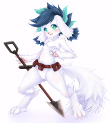 Size: 5128x5672 | Tagged: safe, artist:syrup_sunnyday, artist:vavacung, imported from derpibooru, oc, oc:young queen, diamond dog, comic:the adventure logs of young queen, belt, female, shovel, sword, weapon