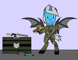 Size: 1280x997 | Tagged: safe, artist:marekkloccz, imported from derpibooru, oc, oc:bluer, bat pony, clothes, military uniform, solo, uniform