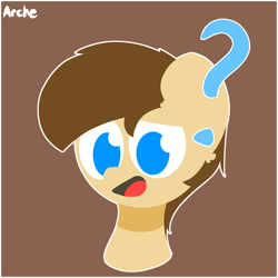 Size: 2000x2000 | Tagged: safe, artist:arche, imported from derpibooru, oc, oc:hawk, brown background, cute, lineless, pegasus oc, simple background, solo