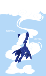 Size: 549x900 | Tagged: safe, artist:nabebuta, imported from derpibooru, oc, oc only, oc:vapor trail, pegasus, pony, cloud, drifting, pegasus oc, sleeping