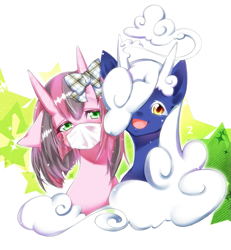 Size: 833x900 | Tagged: safe, artist:nabebuta, imported from derpibooru, oc, oc only, oc:vapor trail, pegasus, pony, bust, duo, looking at you, pegasus oc
