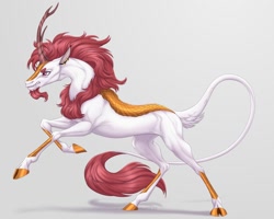 Size: 1280x1024 | Tagged: safe, artist:dementra369, imported from derpibooru, oc, oc only, oc:shining frost, kirin, facial hair, goatee, kirin oc, leonine tail, male, simple background, solo, tail