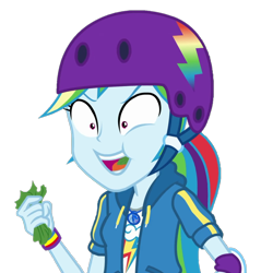 Size: 1031x1080 | Tagged: safe, edit, edited screencap, imported from derpibooru, screencap, rainbow dash, equestria girls, equestria girls series, sic skateboard, spoiler:eqg series (season 2), background removed, female, food, helmet, lettuce, not a vector, simple background, transparent background