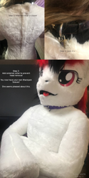 Size: 960x1923 | Tagged: safe, artist:atalonthedeer, imported from derpibooru, oc, oc:blackjack, human, fallout equestria, fallout equestria: project horizons, collar, fursuit, irl, irl human, lock, padlock, padlocked collar, photo, ponysuit, text