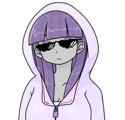 Size: 590x566 | Tagged: safe, artist:batipin, imported from derpibooru, maud pie, equestria girls, breasts, busty maud pie, cleavage, clothes, deal with it, female, hoodie, solo, sunglasses, swag glasses