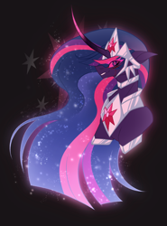 Size: 1832x2480 | Tagged: safe, artist:inspiredpixels, imported from derpibooru, twilight sparkle, oc, oc:everlight everlasting, alicorn, pony, armor, bust, evil twilight, portrait, solo, twilight sparkle (alicorn)