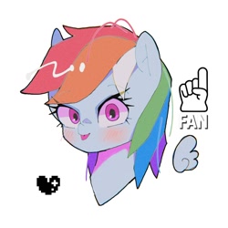 Size: 1400x1400 | Tagged: safe, artist:destroyer_aky, imported from derpibooru, rainbow dash, pegasus, pony, aesthetics, blushing, bust, heart, looking at you, simple background, white background, wings