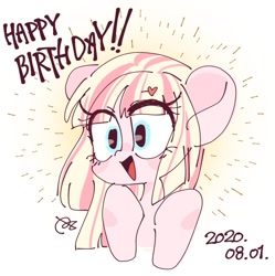 Size: 673x676 | Tagged: safe, artist:oc_ponys, imported from derpibooru, oc, oc only, oc:milky berry, pegasus, pony, 2020, bust, happy birthday, heart