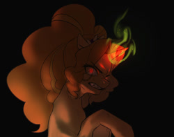 Size: 640x507 | Tagged: safe, artist:eopo, imported from derpibooru, adagio dazzle, pony, unicorn, equestria girls, angry, black background, eye clipping through hair, glow, glowing eyes, gritted teeth, hair over one eye, magic, ponified, simple background, snarling, solo
