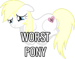 Size: 3000x2362 | Tagged: safe, artist:accu, edit, imported from derpibooru, oc, oc only, oc:aryanne, earth pony, pony, :s, abuse, aryabuse, blonde, caption, crying, drama bait, ears, earth pony oc, female, fetal position, floppy ears, frown, full body, high res, lying down, mare, nazi, op is a duck, op is trying to start shit, sad, show accurate, side, simple background, solo, swastika, tail, text, transparent background, vector, wavy mouth, worst pony
