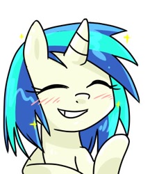 Size: 320x370 | Tagged: safe, artist:batipin, imported from derpibooru, dj pon-3, vinyl scratch, pony, unicorn, blushing, bust, eyes closed, missing accessory, no glasses, solo