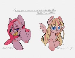 Size: 1024x800 | Tagged: safe, artist:16_l6_, imported from derpibooru, pinkie pie, oc, oc:milky berry, earth pony, pegasus, pony, bust, heart, japanese, looking at you, pinkamena diane pie, sharp teeth, teeth