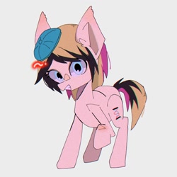 Size: 1500x1500 | Tagged: safe, artist:destroyer_aky, imported from derpibooru, oc, oc only, oc:abbey, earth pony, pony, hat, looking at you, simple background