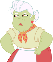 Size: 7011x8157 | Tagged: safe, artist:wissle, imported from derpibooru, granny smith, equestria girls, absurd resolution, angry, clothes, disapproval, female, hand on hip, indignant, simple background, transparent background, vector